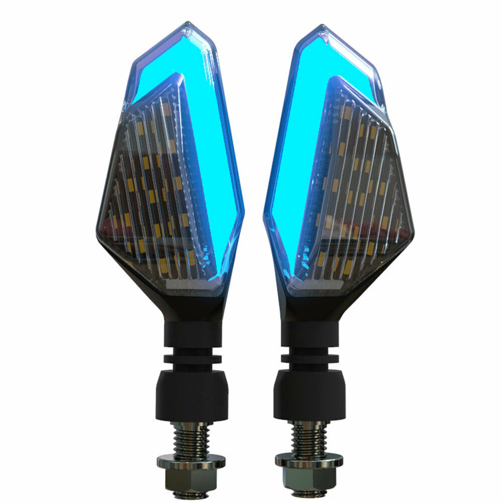 Pair Motorcycle LED Turn Signal Lamp Front Flowing Turning Indicator Lights 12V