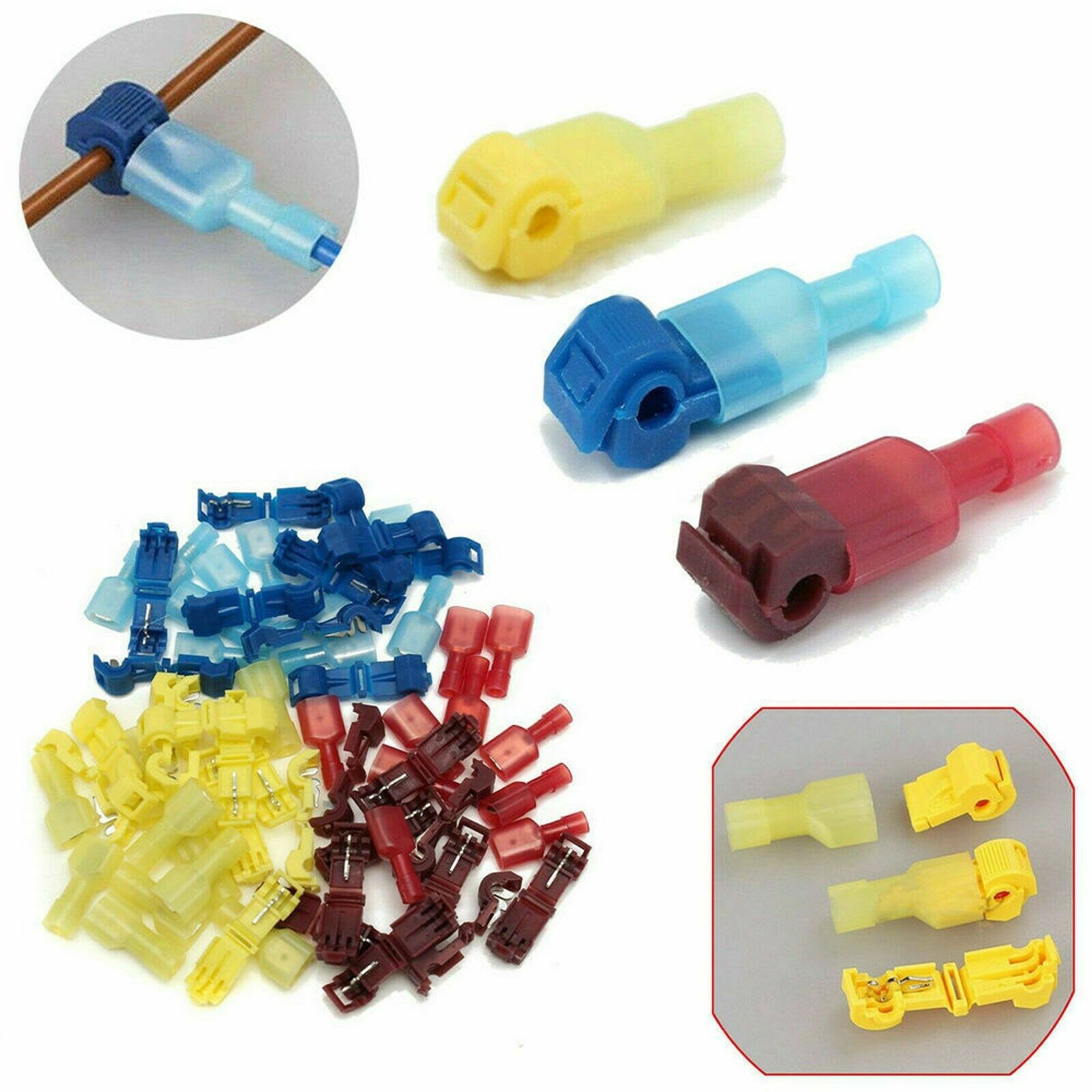 120pcs T Tap Quick Splice Connectors Male Disconnect Wire Crimp Terminals Kit CN