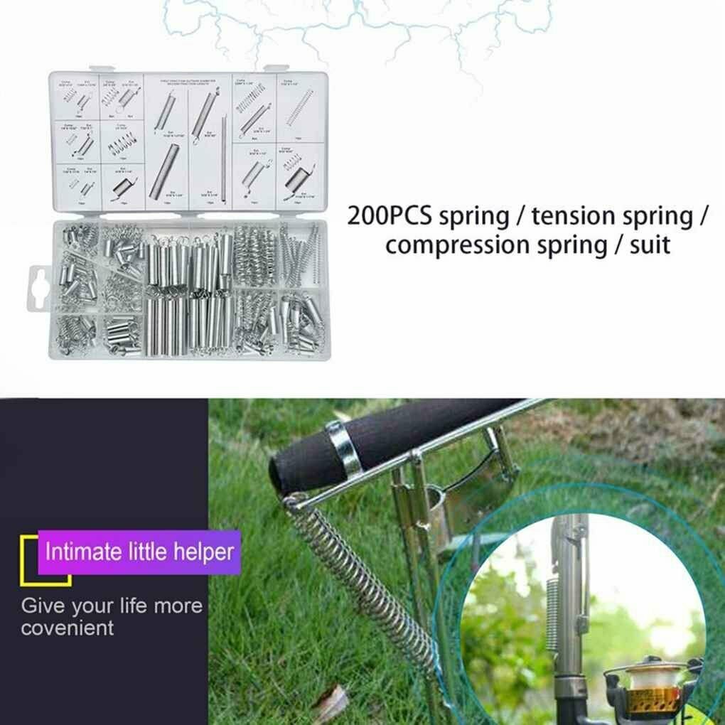 200Pcs Extension&Compression Spring Assortment Set Zinc Plated 20 Sizes Extended