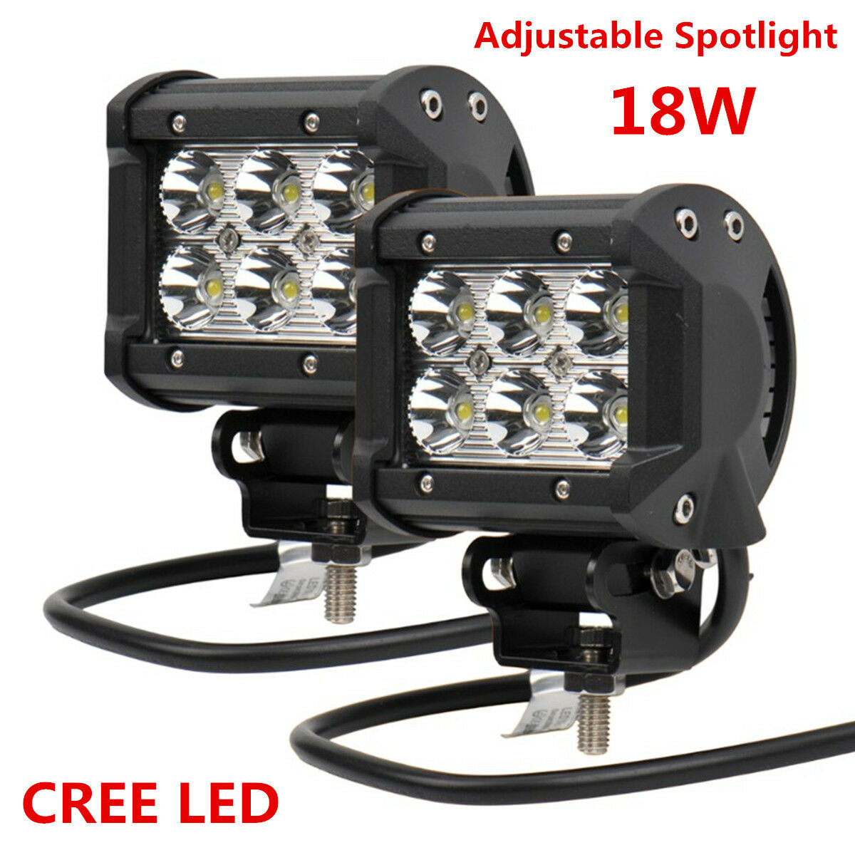 -XNAdjustable 18W  LED Driving Fog Spotlight Headlight Lamp w/ Mounting Bracket