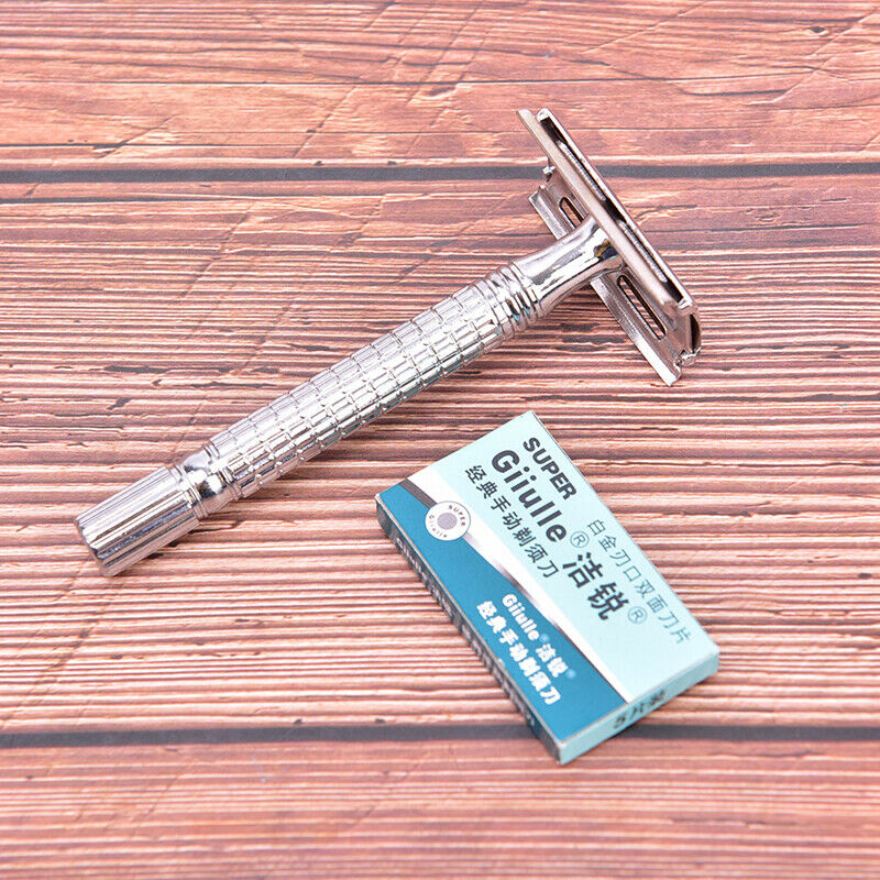 Double-Sided Stainless Steel Razor Blade Razor For Men 1 Blade Holder+10 .l8