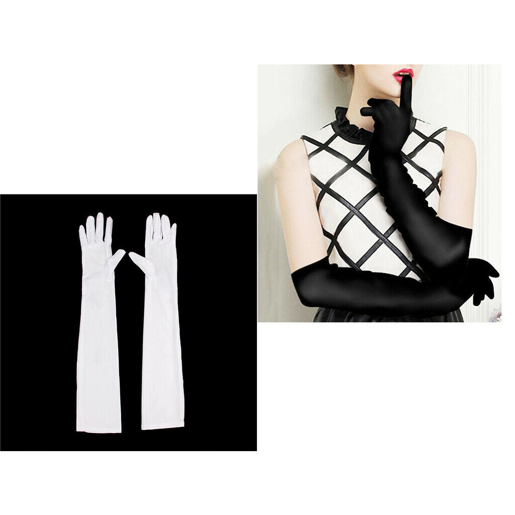 2 Pairs Womens Long 1920s Opera Gloves Evening Wedding Sun Block Elbow Gloves