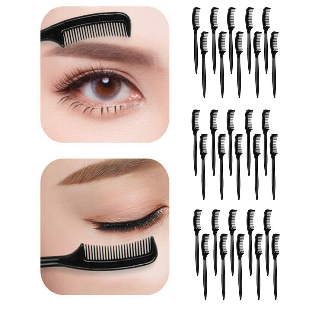 30 Pack Travel Portable Plastic Eyebrow Extension Grooming Combs Tools Black