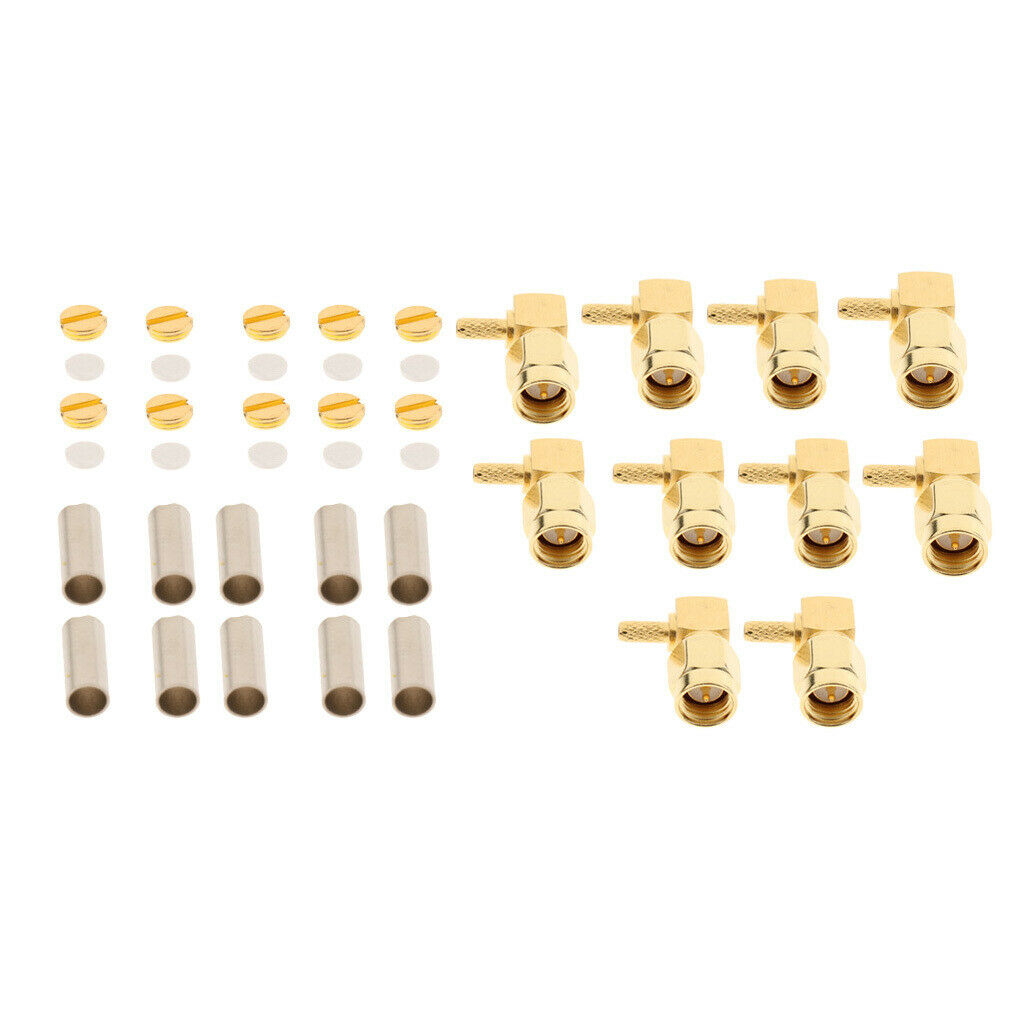 10pcs SMA Male Crimp Right Angle RF Coaxial Connectors Adapters