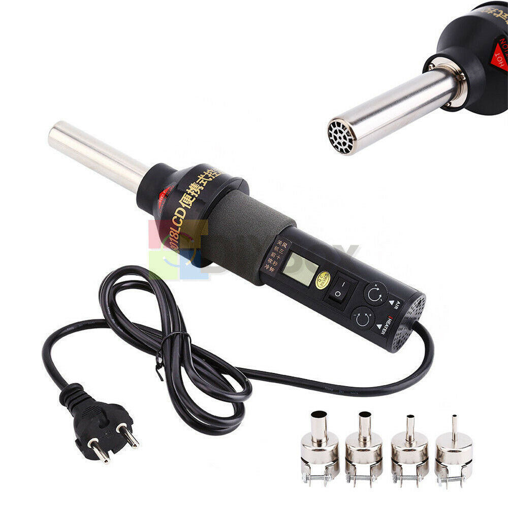220V 450W EU Plug GJ 8018LCD Soldering Station Hot Air Gun Desolder w/ 4 Nozzles