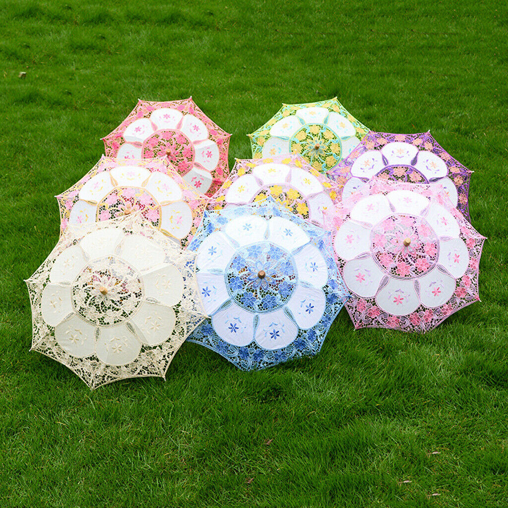Handcraft Mini Lace Flower Umbrella Parasol Wedding Party Decor Prop Apricot