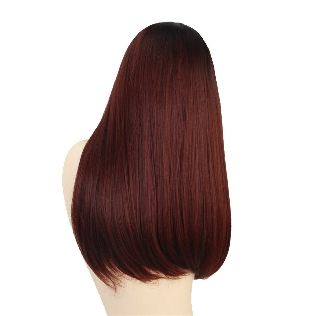 20'' Long Straight Wigs Synthetic with Bangs Women's Girl's Middle Part Wig