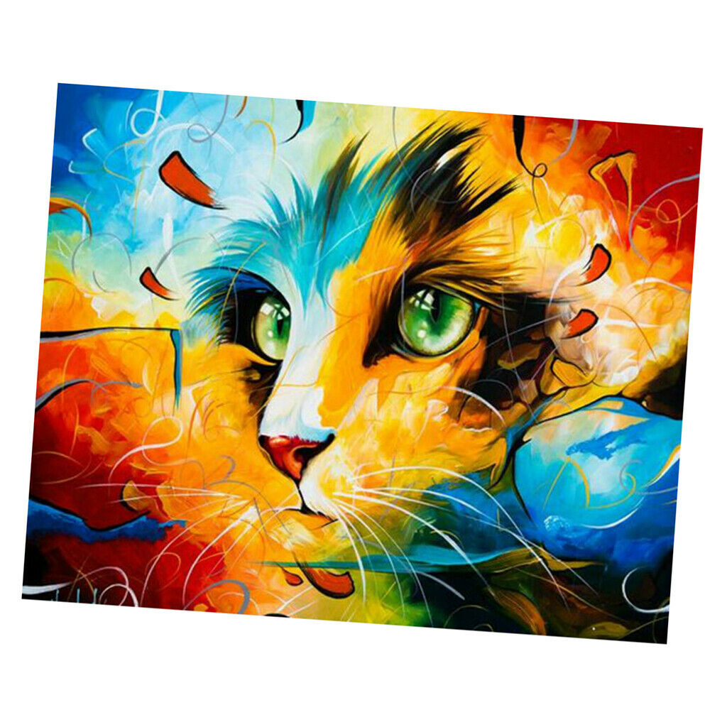 Paint by Numbers the Numbers Art Hanging Decors Adults Kids - Colorful Cat
