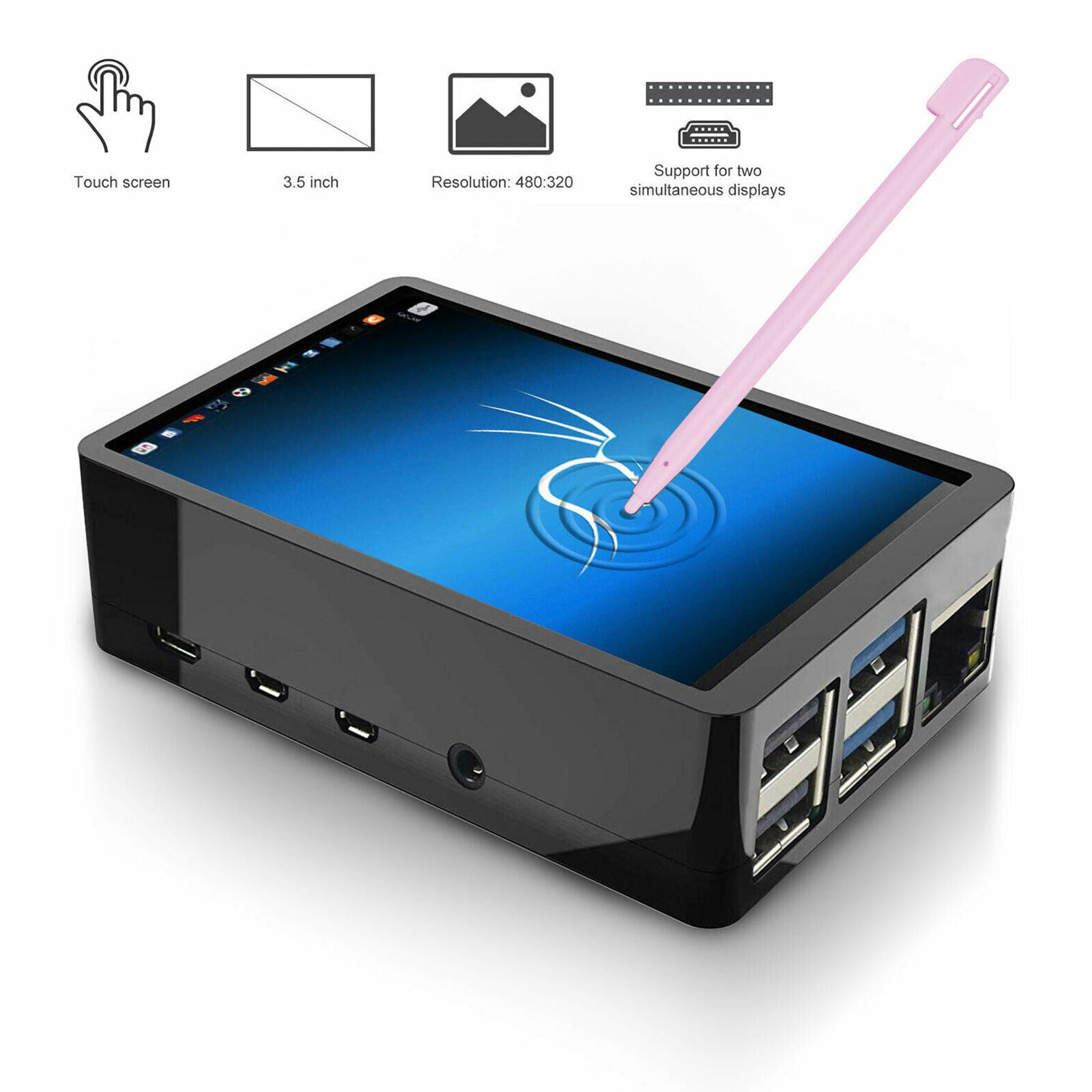 3.5" Inch Touch Screen Monitor LCD Display 480x320 For Raspberry Pi 4+ Case+Pen