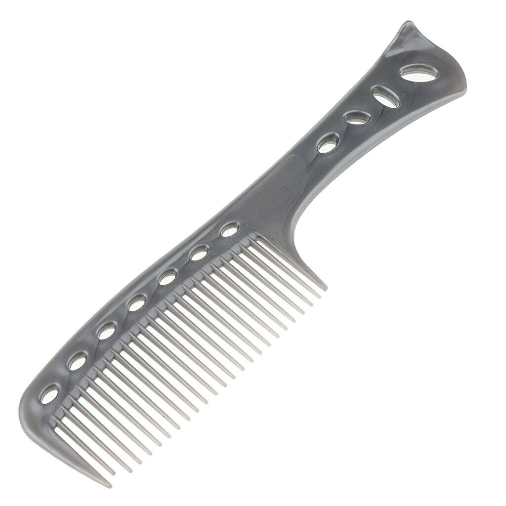 Hairdressing Salon Plastic Anti-static Handle Wide Tooth Hair Comb Gray