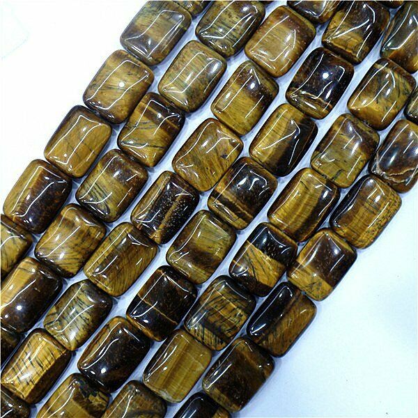 1 Strand 20x15x7mm Natural Tiger Eye Gem Rectangle Loose Beads 15.5inch HH8034