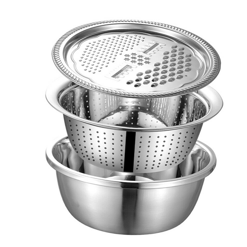 Kitchen Sink Drain Basket Basin Stainless Colander Bowl with Vegetable Grater