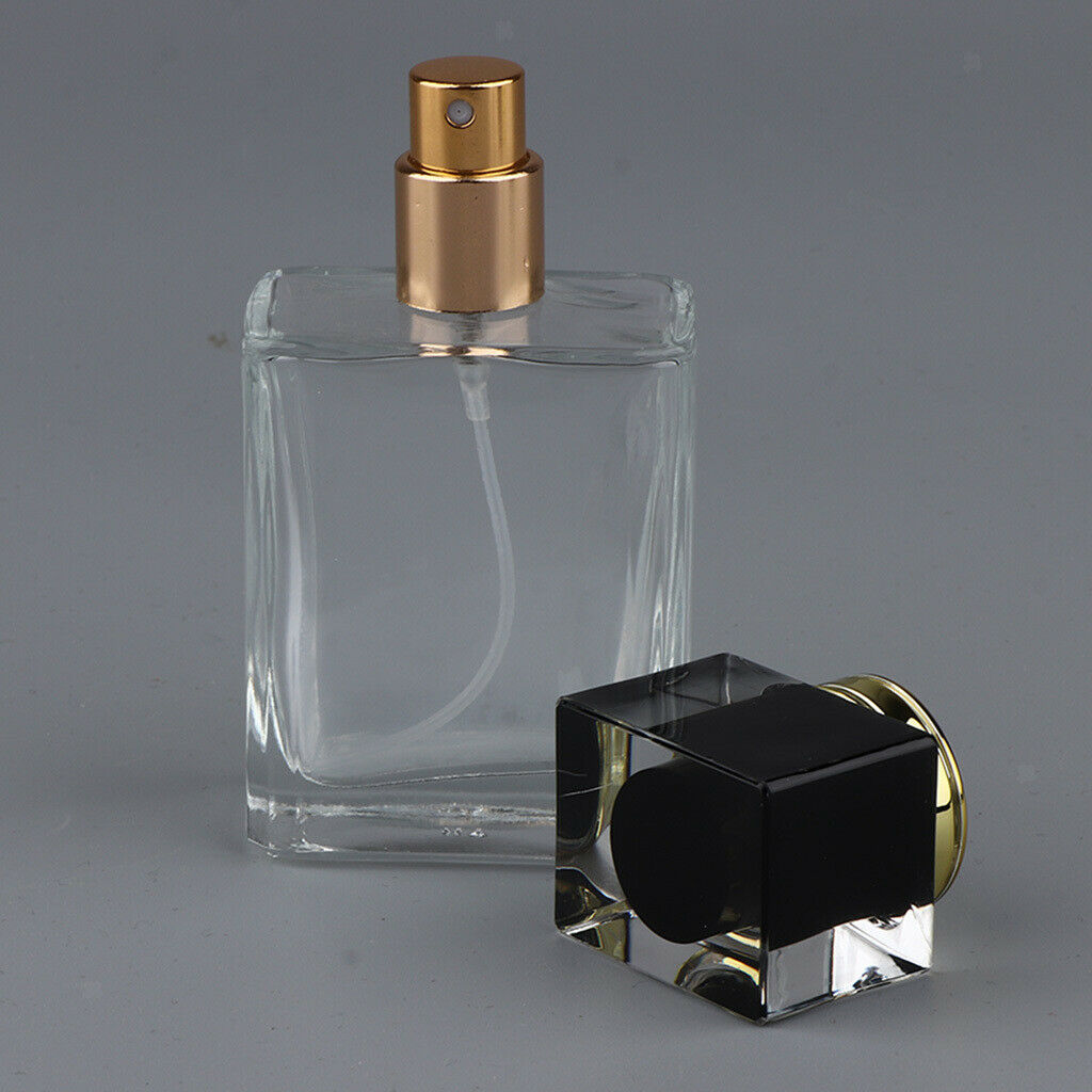 2pcs Empty Glass Perfume Bottles Aftershave Spray Containers 50ml Black/Red