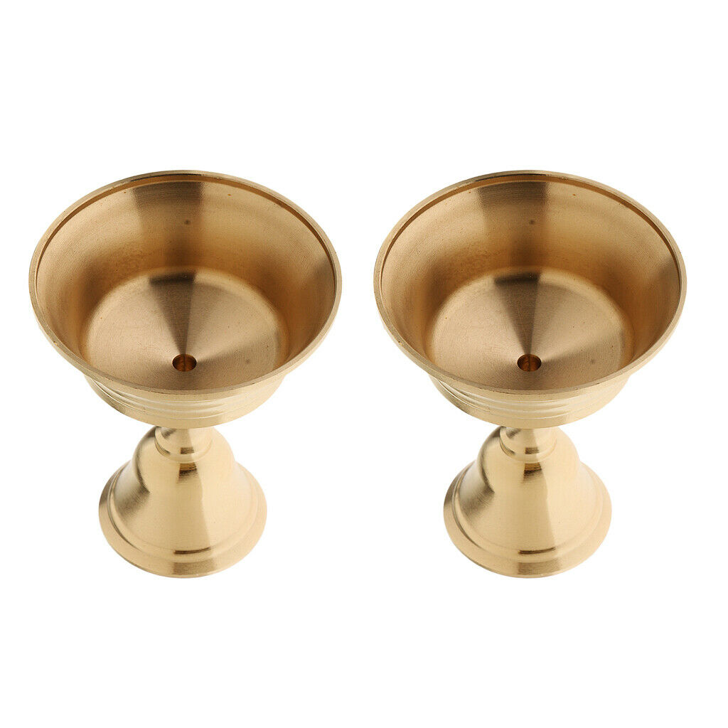 Pack of 2, Thickened Copper Ghee Lamp Candle Holder Buddhism Brass Butter Oil