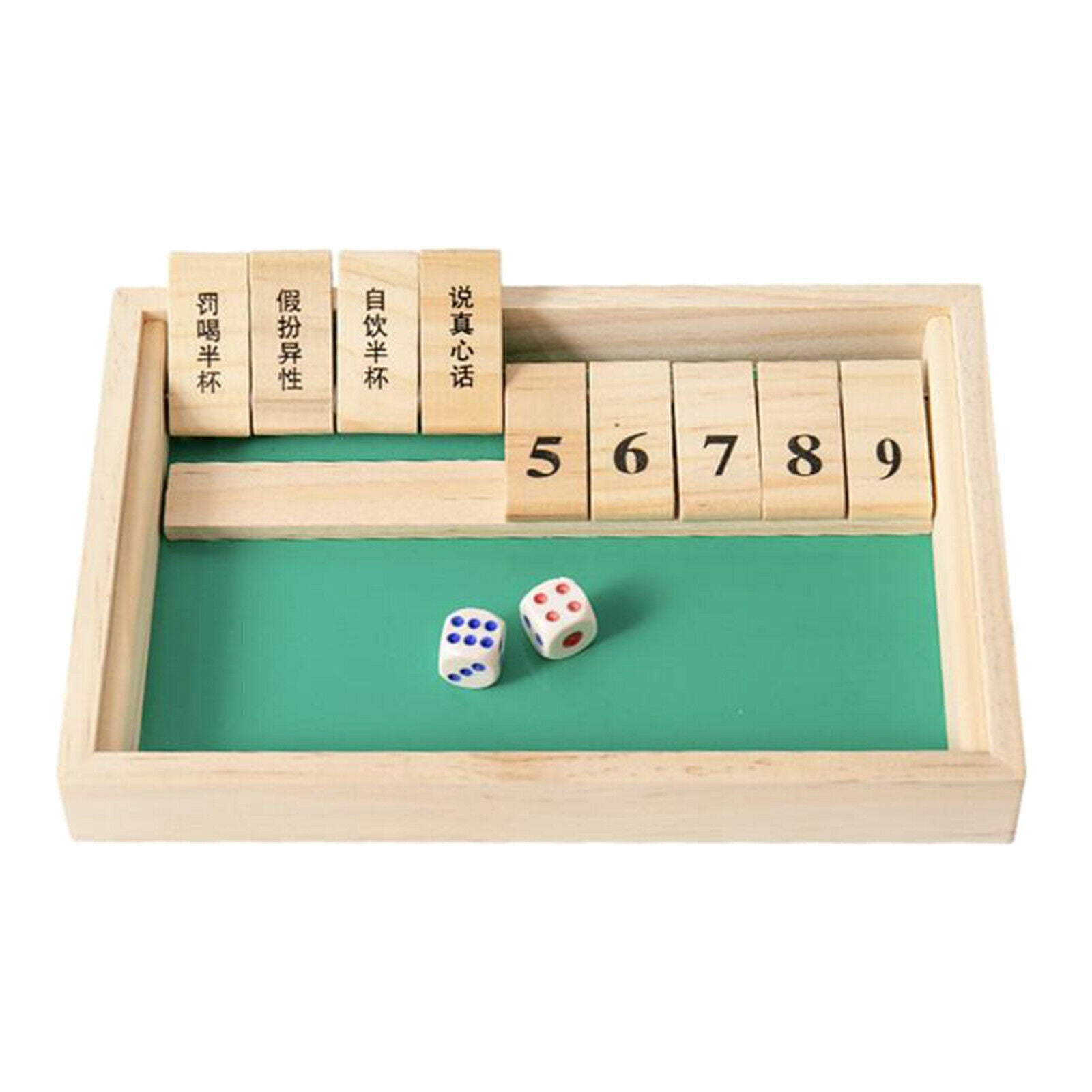 9 Numbers Wooden Shut The Box Board Game with Dices Set for Home Friends Kids