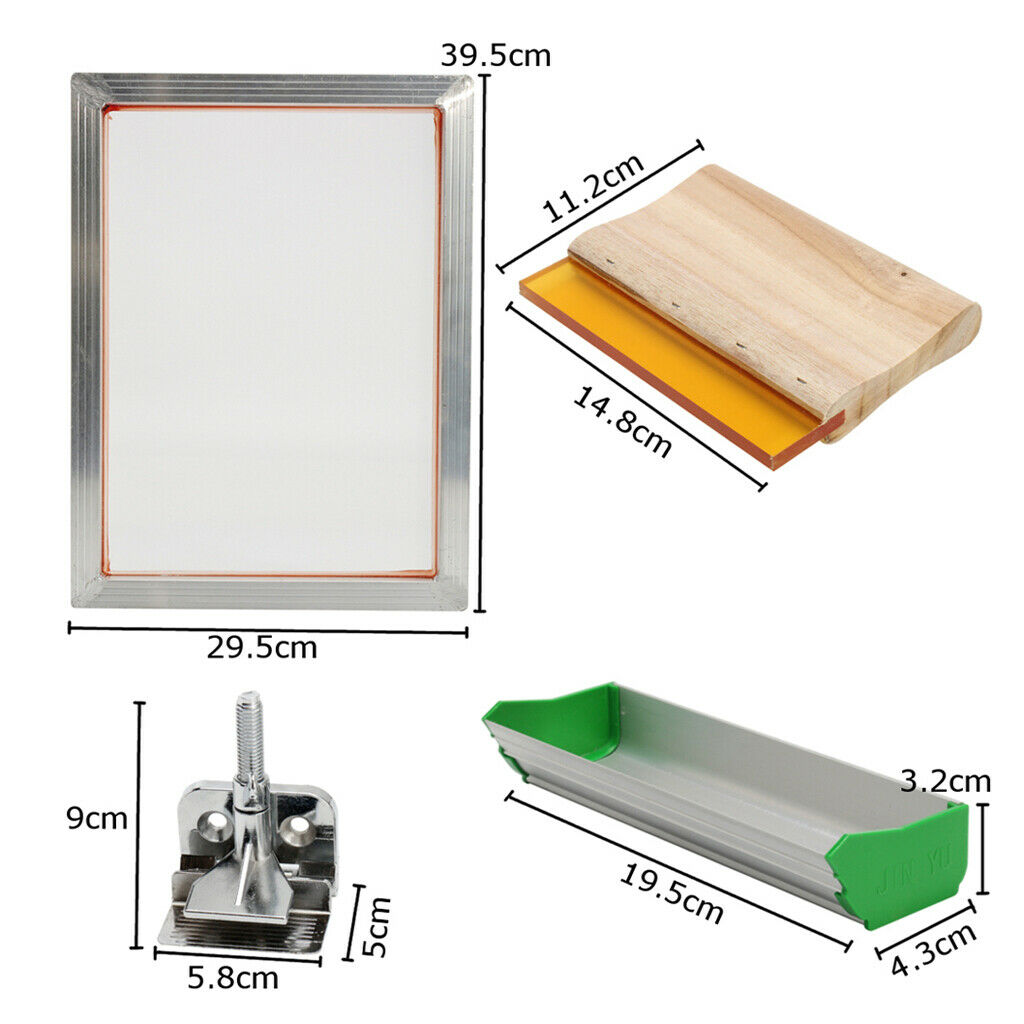 Screen Printing Kit(5pcs/set) Aluminum Frame + Hinge Clamp + Emulsion Scoop