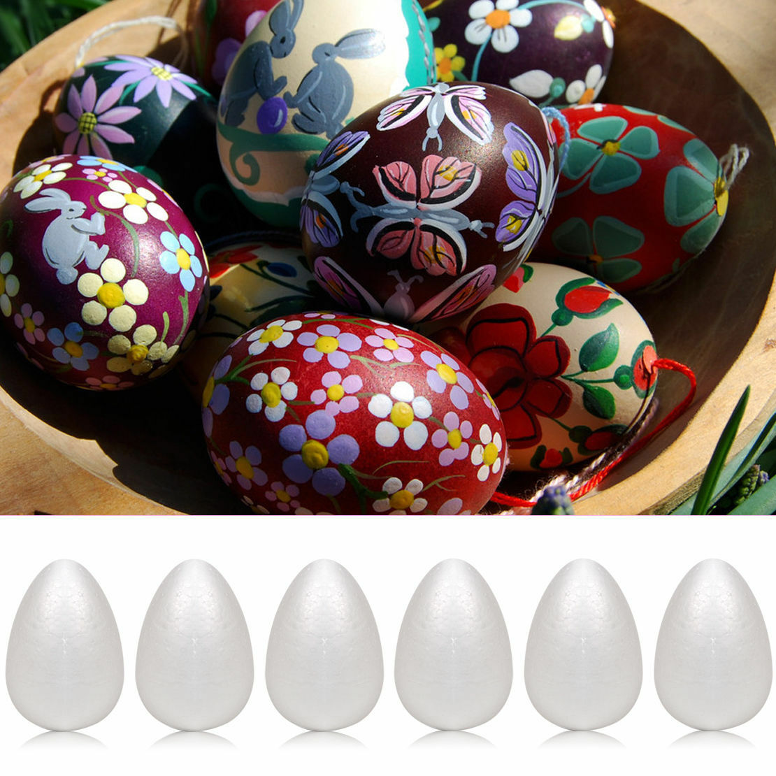 6Pcs 12cm Styrofoam Eggs Polystyrene Ball for Easter Christmas Decor DIY Craft