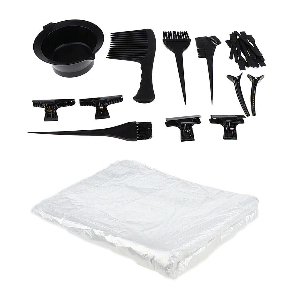 100x Plastic Hairdressing Cape Gown 23x Hair Dye Coloring kit Comb Bowl