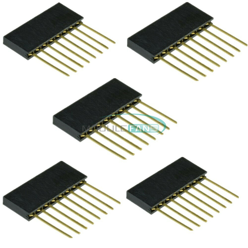 100PCS 2.54mm Pitch Single Row Stackable Shield Female 8-Pin Header for Arduino