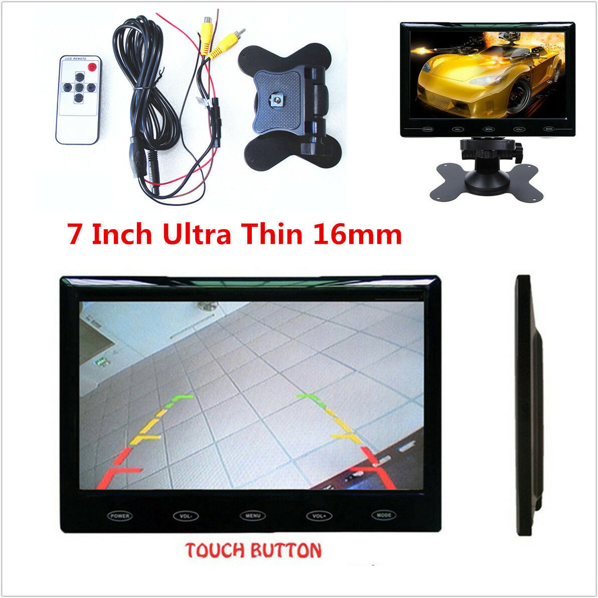 7Inch Ultra Thin TFT LCD HD Screen Car Rear View Reverse Parking Display Monitor