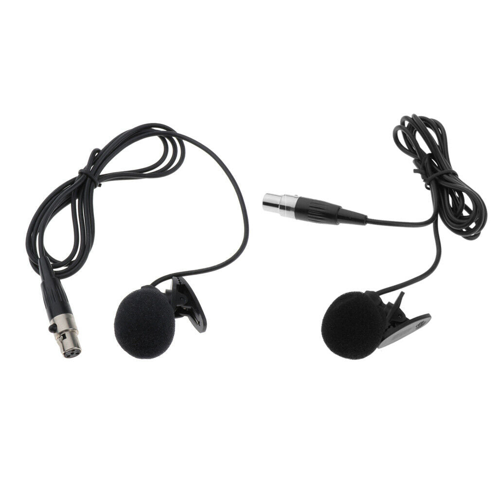 2x Pro 3/4Pins Clip On Lapel Mini Microphone Wireless Condenser XLR Lavalier Mic