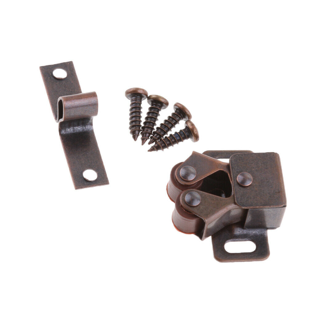 2xCabinet Cupboard Furniture Door Magnetic Catch Stopper Roller Latch_Bronze