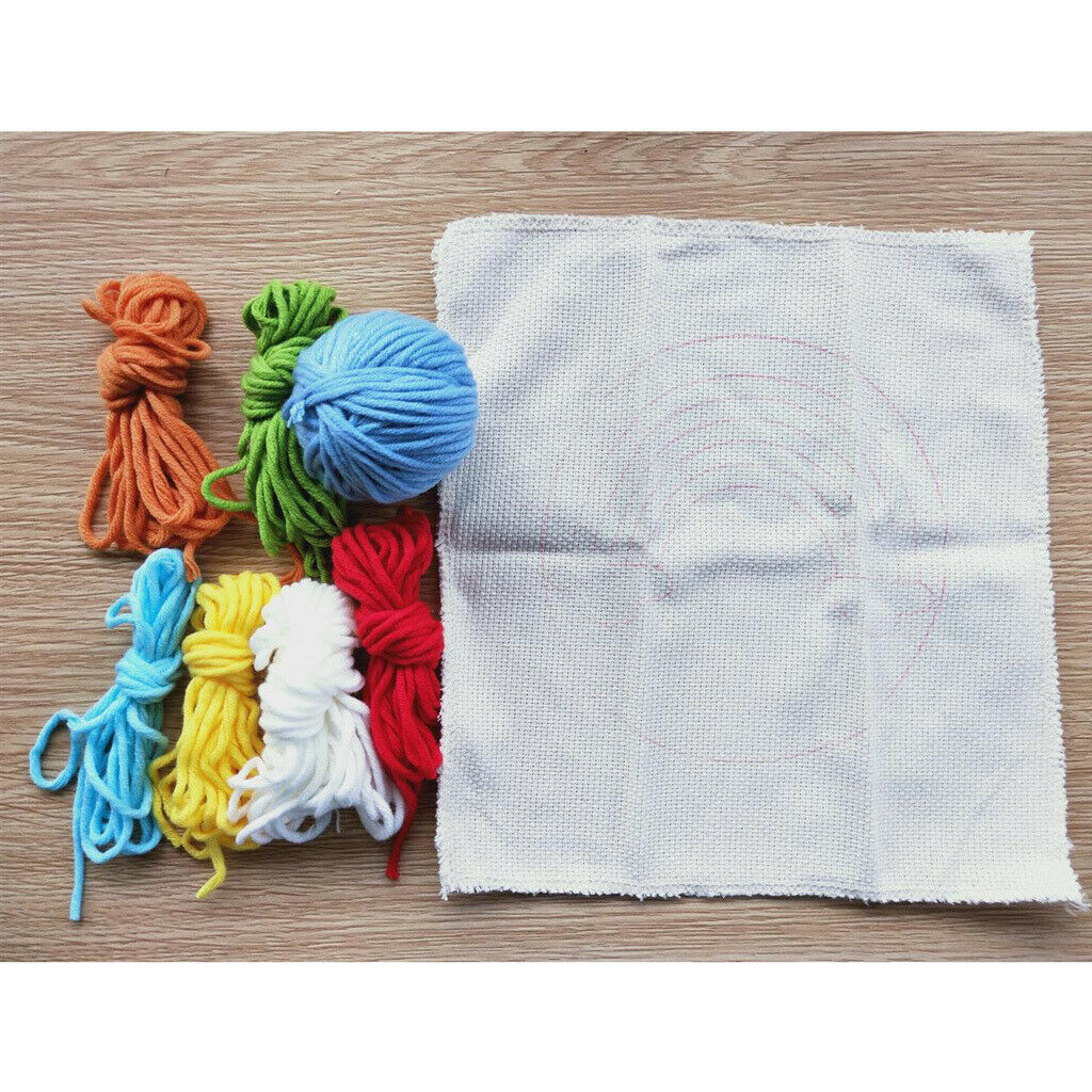 Rainbow Punch Needle Kits with Basic Tools Soft Yarn DIY Needlework 20cm