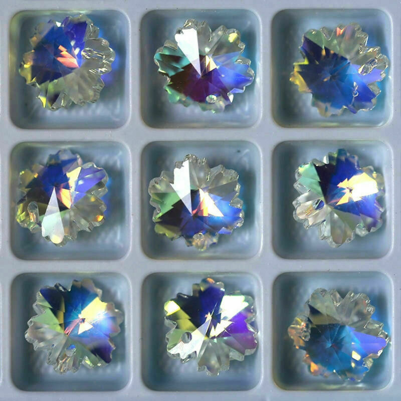 5PCS Snowflake Flower Faceted Glass Crystal Beads DIY Necklace Jewelry Making