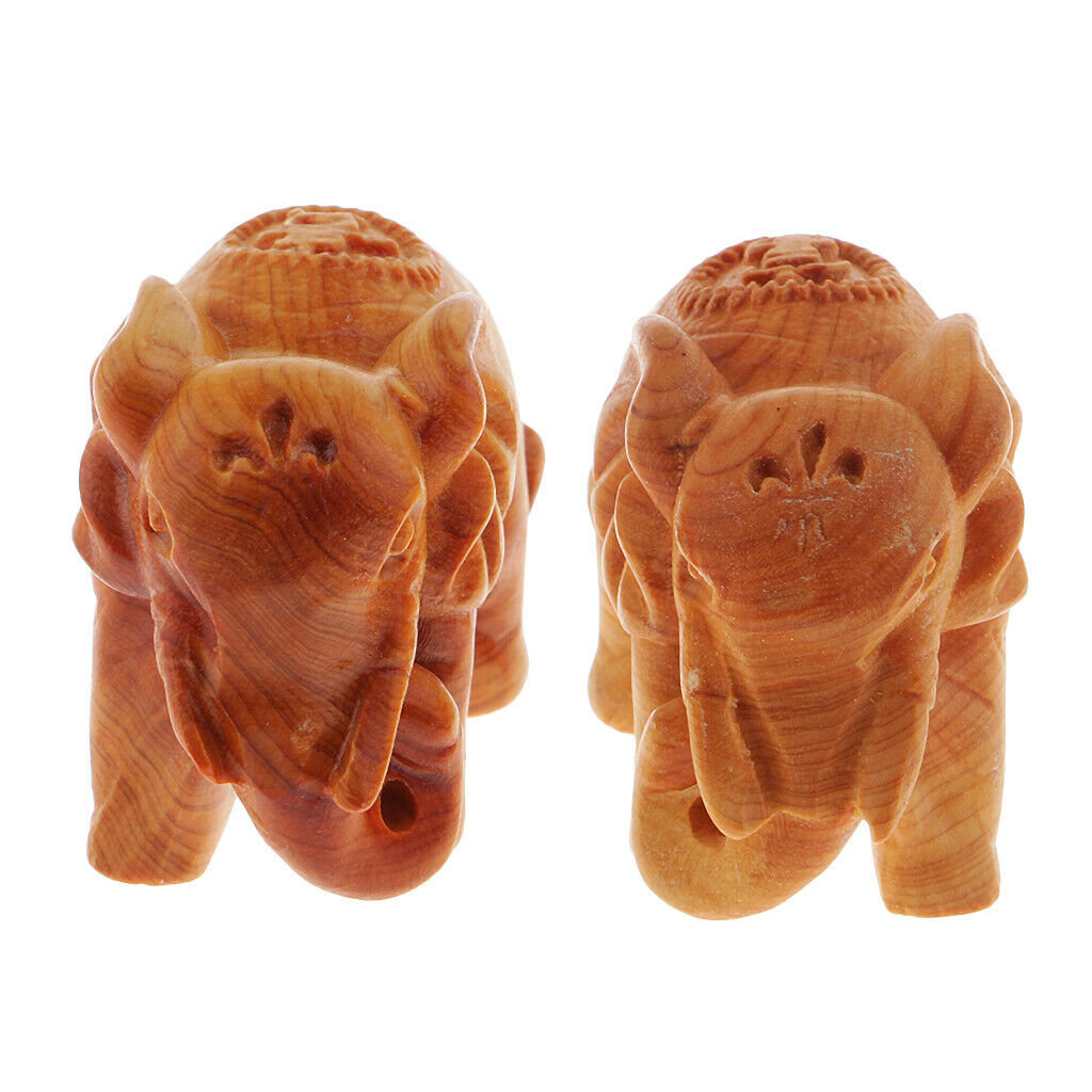 2x Mini Animal Statue Hand Carved Elephant Sculpture for Micro Landscape DIY