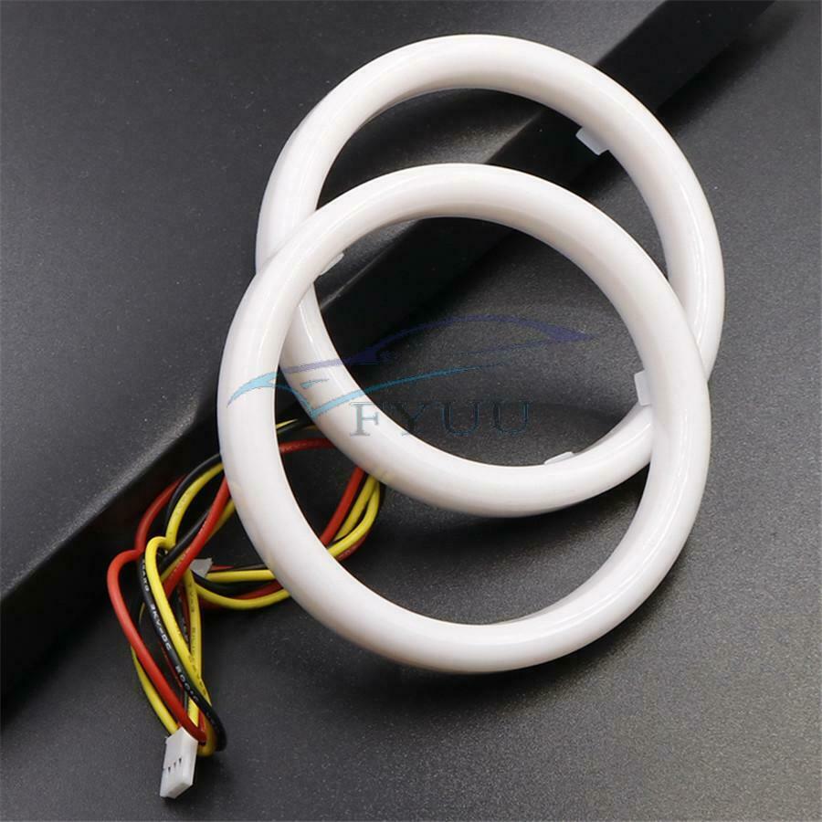 2x 60MM White Yellow Car LED Angel Eyes Halo Rings Headlight DRL Running Lights