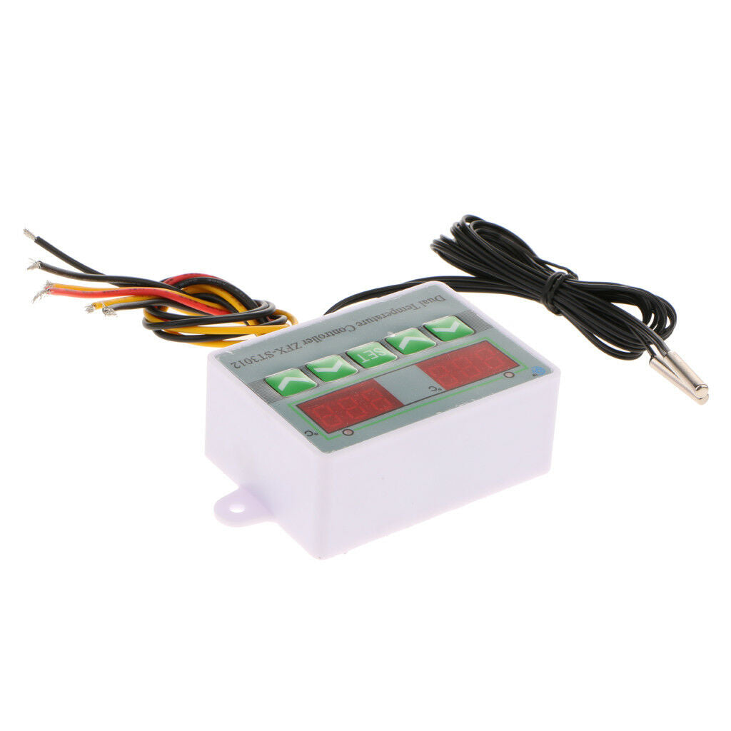 12V Dual Digital Temperature Controller Thermostat With 2Pcs Sensor Probe