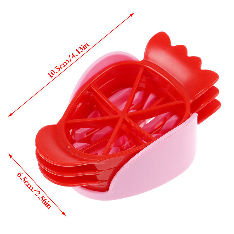 Red Strawberry Slicer Fruit Carving Tools Salad Cutter Berry Plastic Kitchen Rf