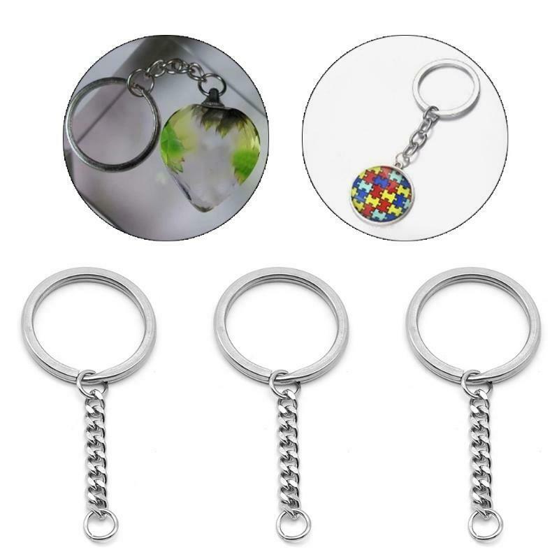 Round Key Keyring Split Ring Stainless Steel Chain Ring Circular Keychain Loops
