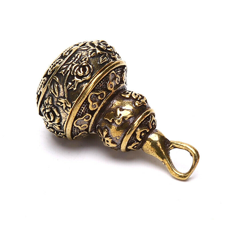 Brass Chinese Letters Blessing Lotus Gourd Charms Key Chain Pendants Pill.l8