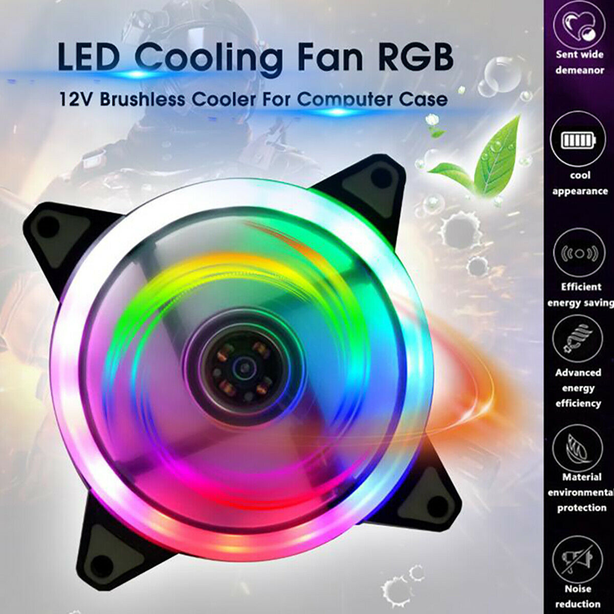 120mm White LED Cooling Fan 12V 4Pin to 3Pin RGB Computer Case PC CPU Heatsink!
