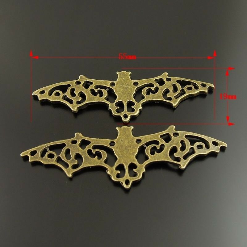 20pcs/pack Retro Bronze Alloy Hollowed Flying Bat Charm Pendants Jewelry Crafts