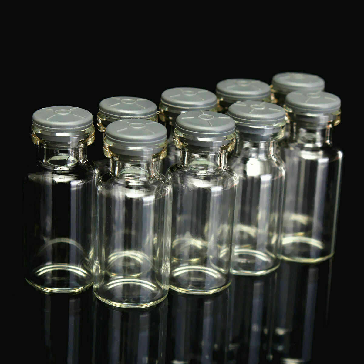 10pcs 2ml Small Empty Sample Vials Clear Glass Bottles With Butyl Rubber Stopper