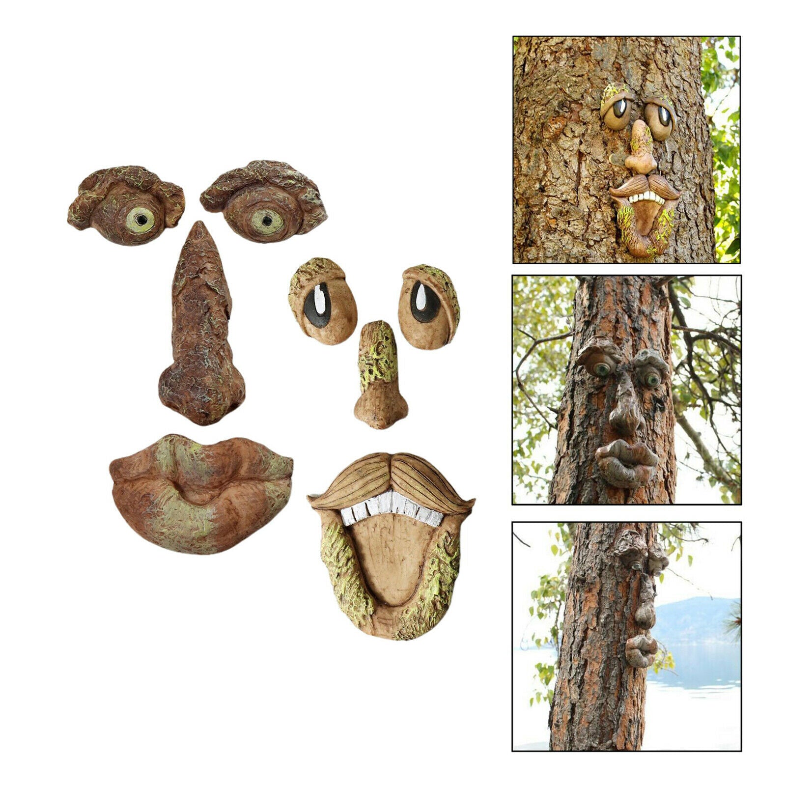 2pcs Old Man Tree Hugger Peeker Outdoor Funny Whimsical Sculpture Garden