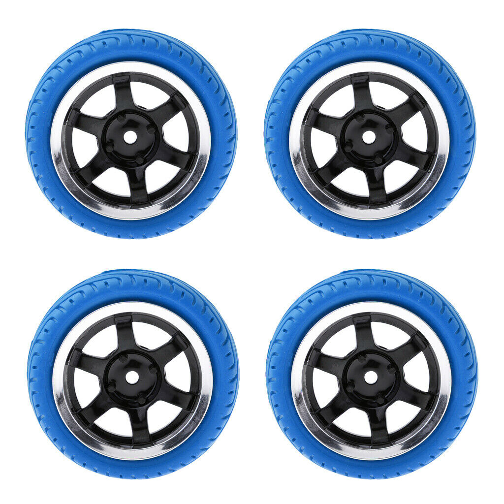 4pcs RC Vehicle Wheels Tires Rims Set 12mm Hex for 1/10 On Road Car HSP Blue