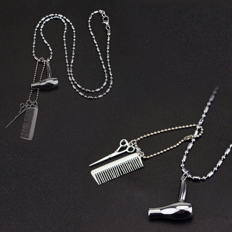 Hair Dryer/Scissor/Comb Dangle Pendant Necklace Hair Stylist Jewelry Gif Brp Pb