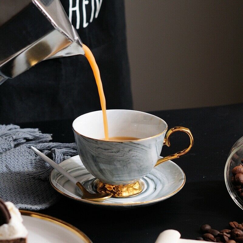 Marble Phnom Penh Ceramic Coffee Cup and Saucer Set Afternoon Tea Cup Lovers GF5