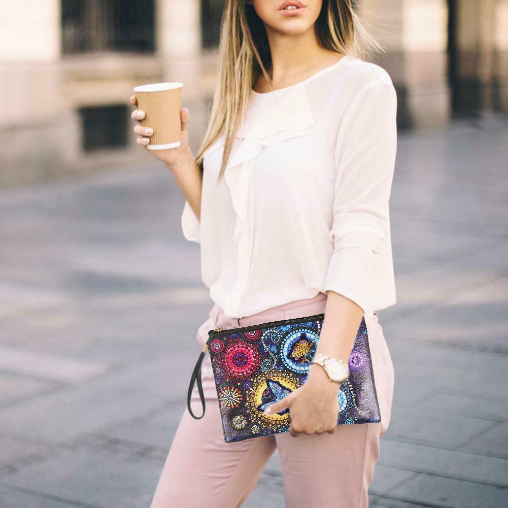 DIY Butterfly Special Shaped Diamond Painting Wristlet Clutch Women Wallet @