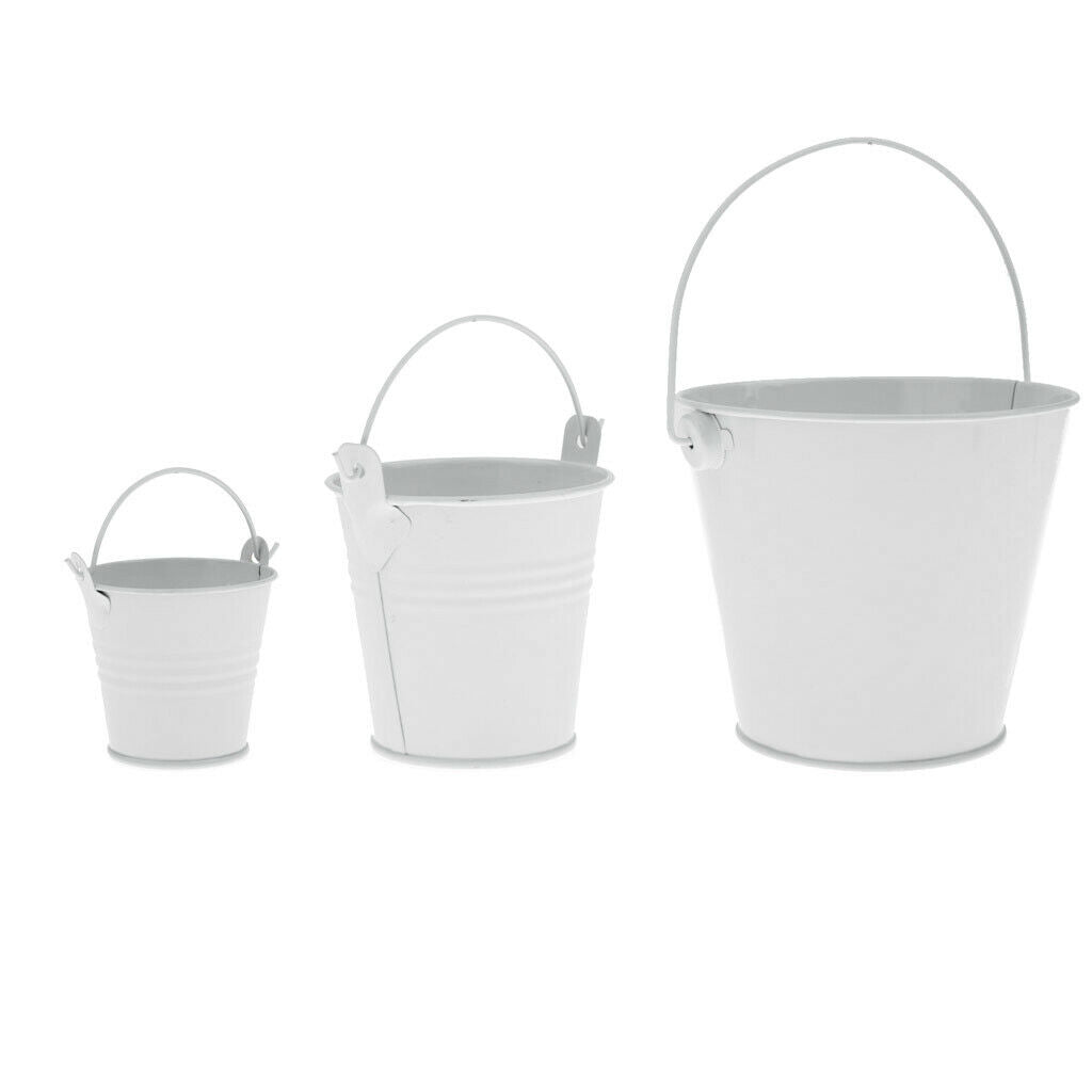 Mini Metal Bucket Candy Box Pails Flower Planter Wedding Party Favor White M
