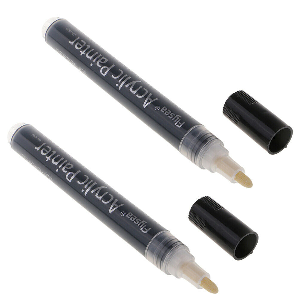 2x Black Waterproof Paint Markers Pens for Rocks, Wood, Metal, Glass, Canvas