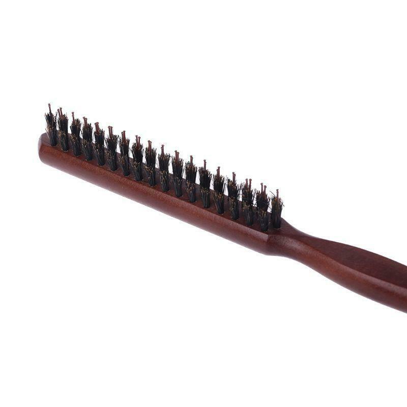 New Salon Comb Hair Teasing Brush Wooden Handle Back Comb Natural Boar Bristle