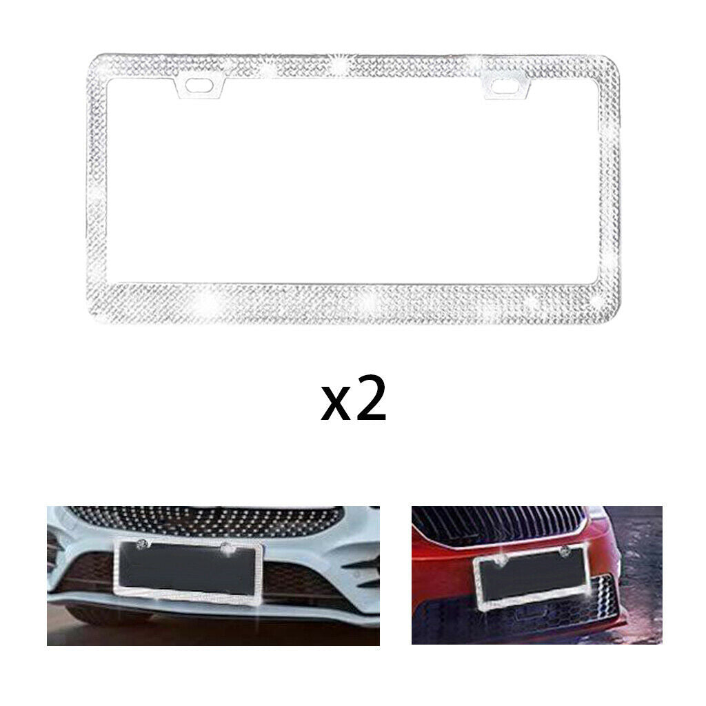 2pc Bling License Plate Frame Luxury Sparkly Car License Frame Birthday Gift