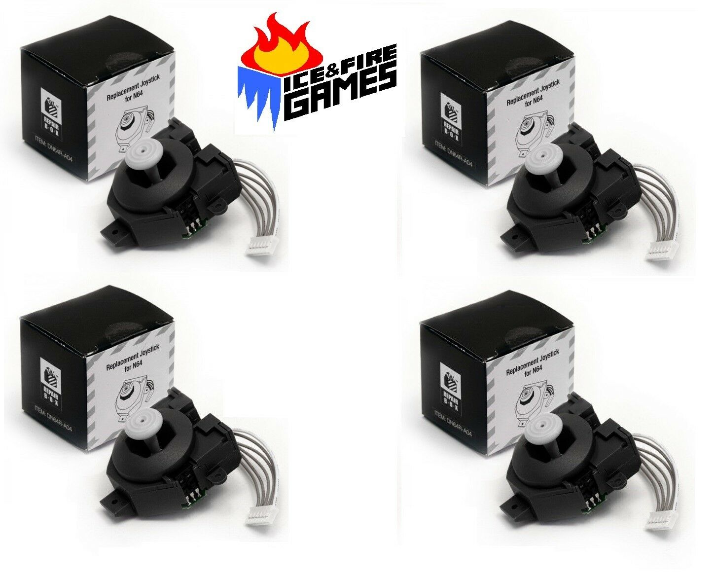 Set of 4 New Replacement Joysticks for N64 Controller (Nintendo 64 Thumbstick)