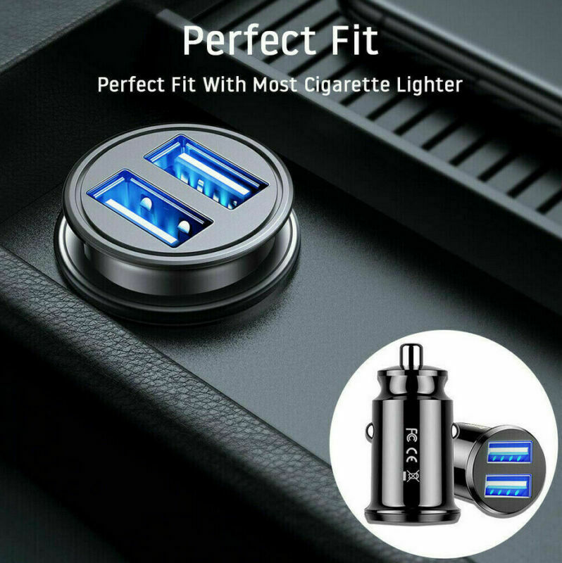 Ultra mini Baseus 3A Fast Charging Dual Ports USB Car Phone Charger Adapte