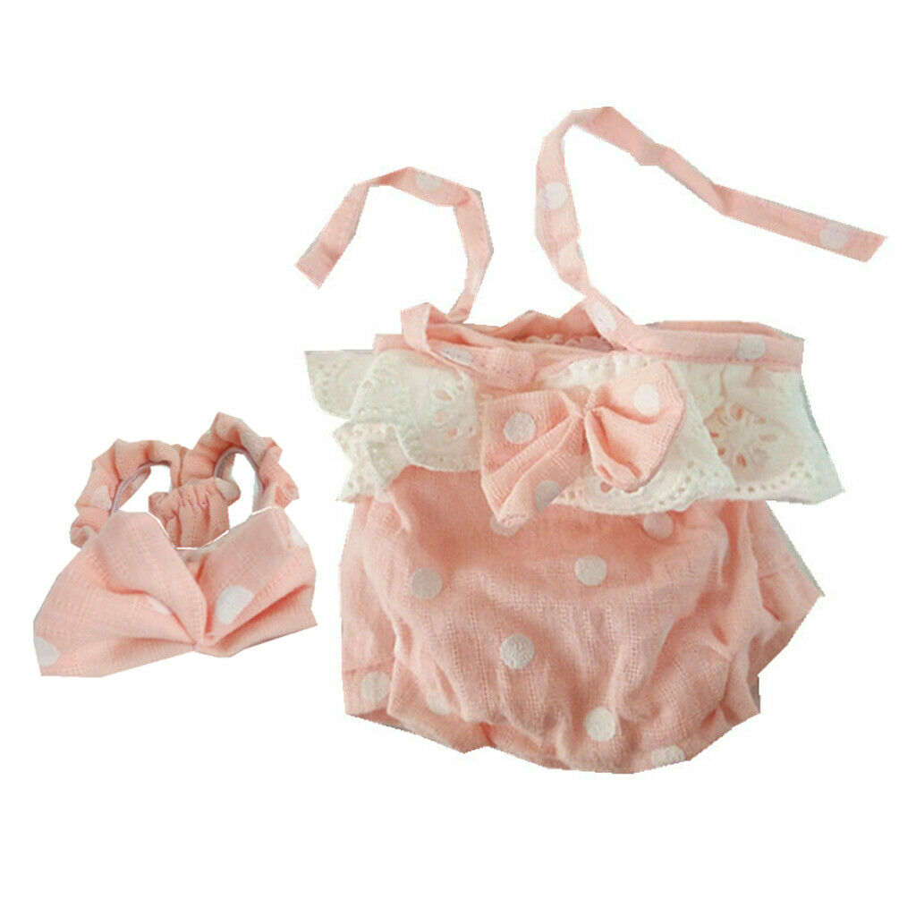 Handmade Lovely Polk Dot Printed Princess Newborn Headband Romper Dress