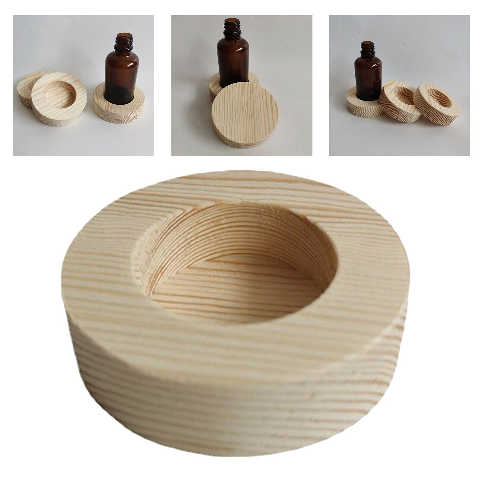 Wooden Essential Oil Display Holder 50ml Single Slot Presentation Shelf